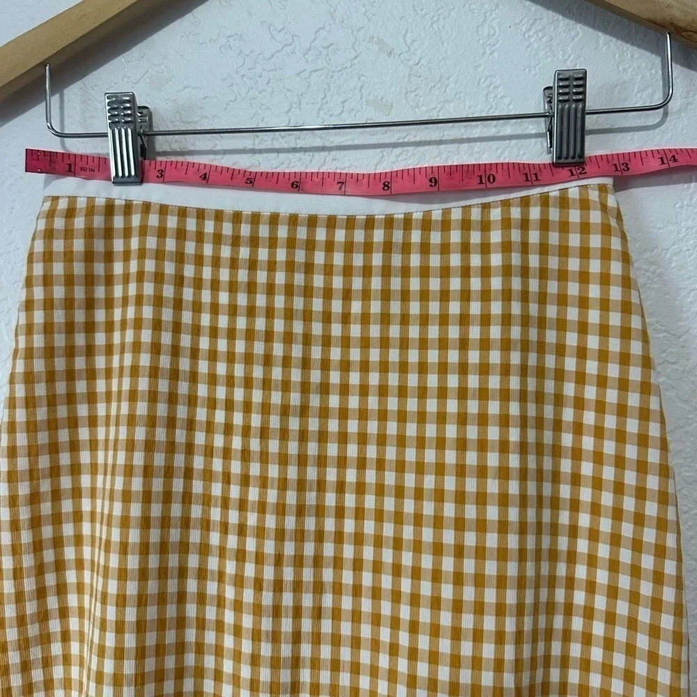 Keepsake the Label Gingham Ruffle Midi Skirt - Yellow and white - XS